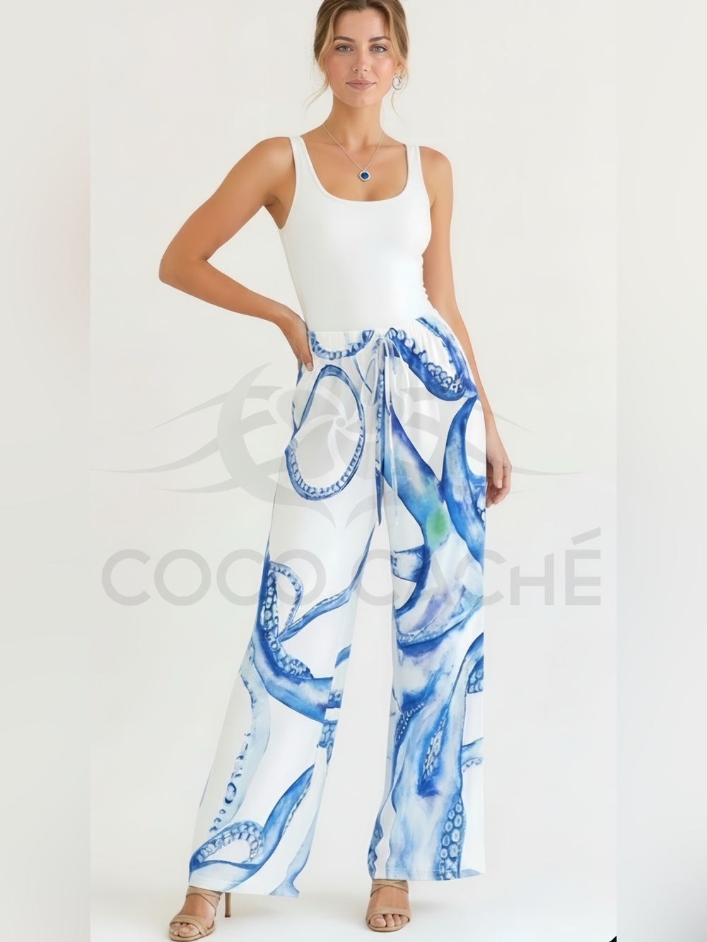 Classy Octopus Print Casual Beachwear Pants